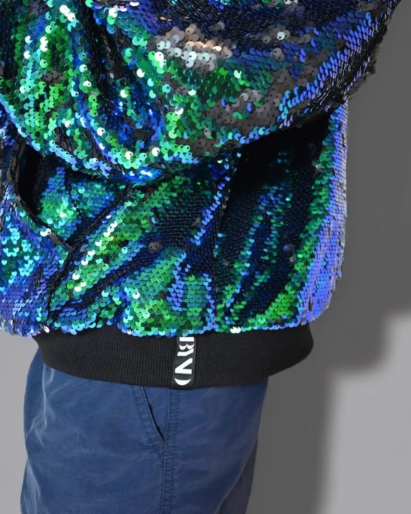 sequin hoodie_green_close