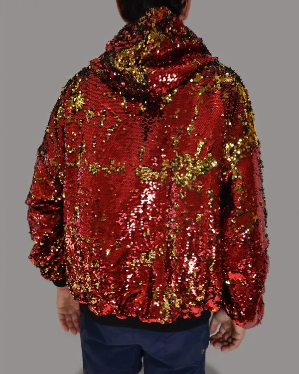 Alternative view of Sequin Hoodie - Red/Gold