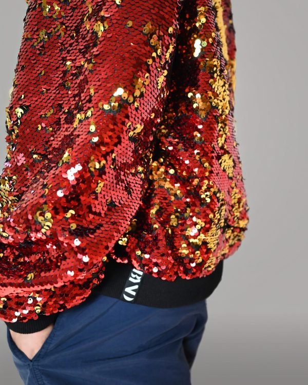 sequin hoodie_red_close
